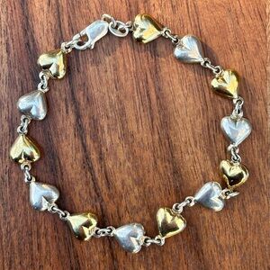 Vintage Puffy Heart Two-Tone Bracelet 925